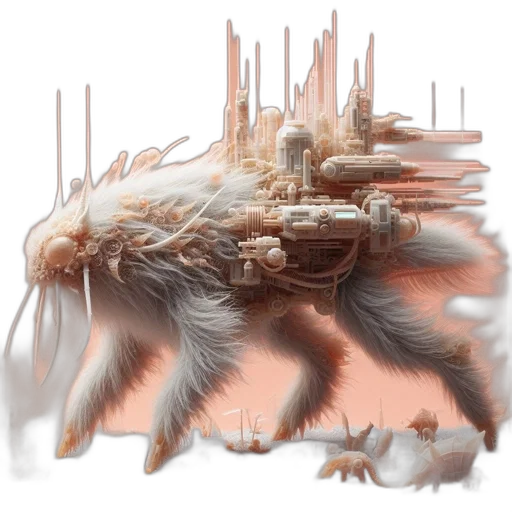 dragon, creature, hair, robot, concept art, fantasy art, 3d render, cyberpunk transparent PNG cut-out