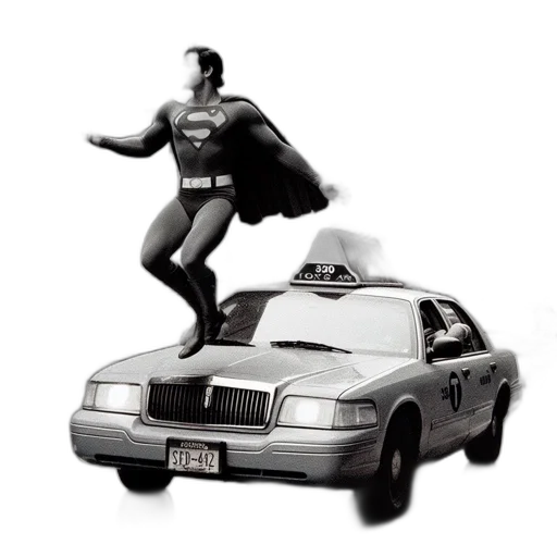 car, comic book art, concept art, photorealistic, 3d render, man, dressed, superman transparent PNG cut-out