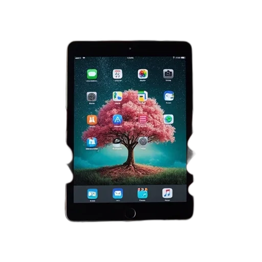 person, holding, tablet, large, colorful, screen, displaying, various transparent PNG cut-out