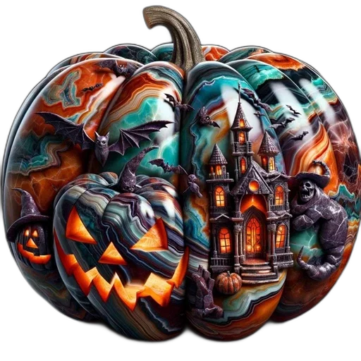 fantasy art, concept art, photorealistic, elaborate, multicolored, pumpkin, features, intricate transparent PNG cut-out