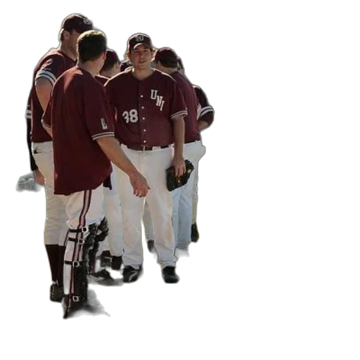 staff, group, baseball, players, maroon, white, uniforms, stand transparent PNG cut-out