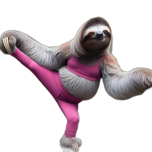 animal, creature, hair, concept art, 3d render, anthropomorphized, sloth, strikes transparent PNG cut-out