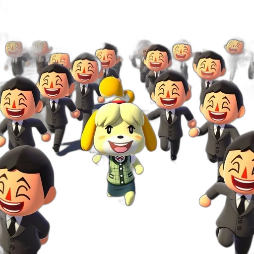 mask, staff, concept art, 3d render, group, animated, black-suited, characters transparent PNG cut-out