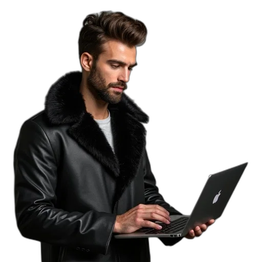 jacket, staff, cyberpunk, young transparent PNG cut-out