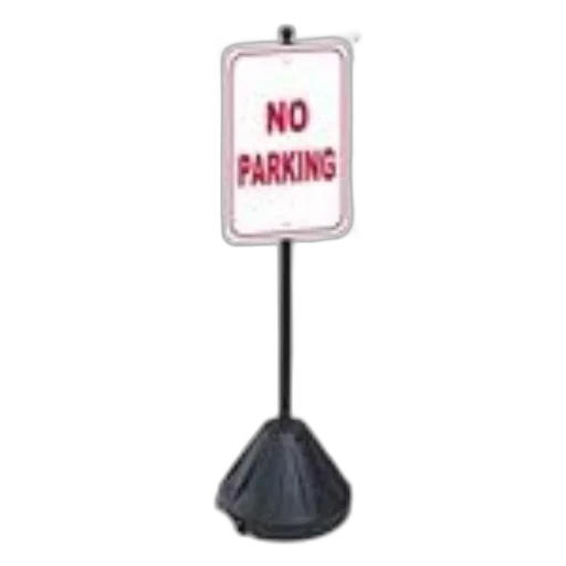black, white, sign, pole, reads, parking, red, letters transparent PNG cut-out