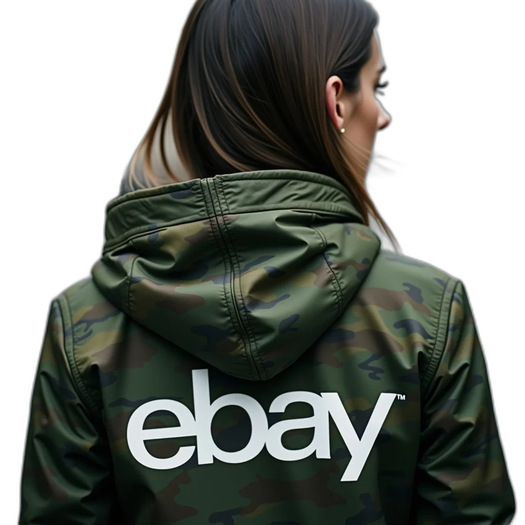 jacket, cyberpunk, green, earth tones, woman, wearing, camo, hood transparent PNG cut-out