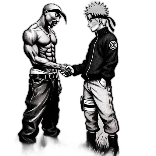 comic book art, concept art, fantasy art, cartoon, fire, two, muscular, shirtless transparent PNG cut-out