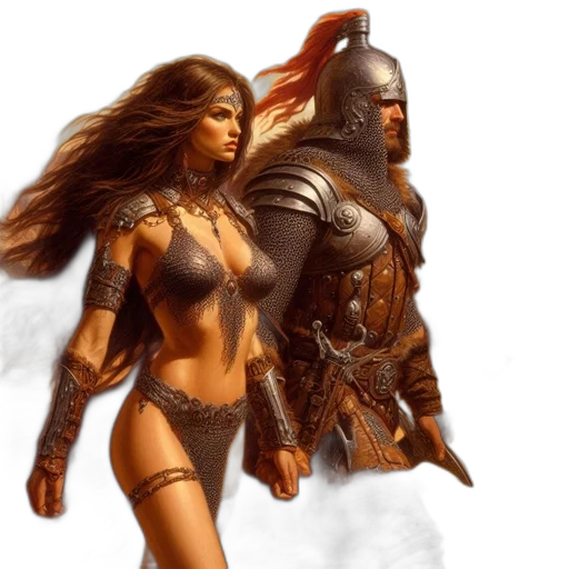 fantasy art, concept art, comic book art, photorealistic, fire, golden, earth tones, two transparent PNG cut-out