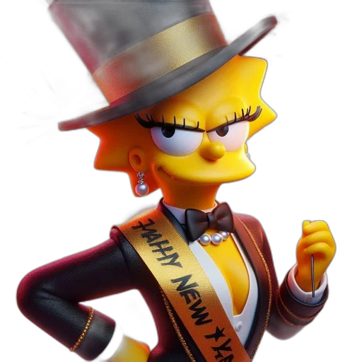 hat, crown, staff, 3d render, concept art, cartoon, lisa, simpson transparent PNG cut-out