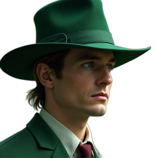 hat, face, jacket, staff transparent PNG cut-out