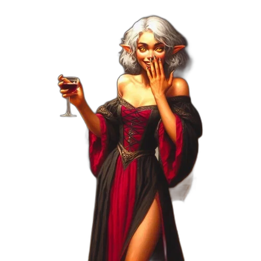 dress, fantasy art, concept art, pixel art, elfin, woman, laughs, adorned transparent PNG cut-out