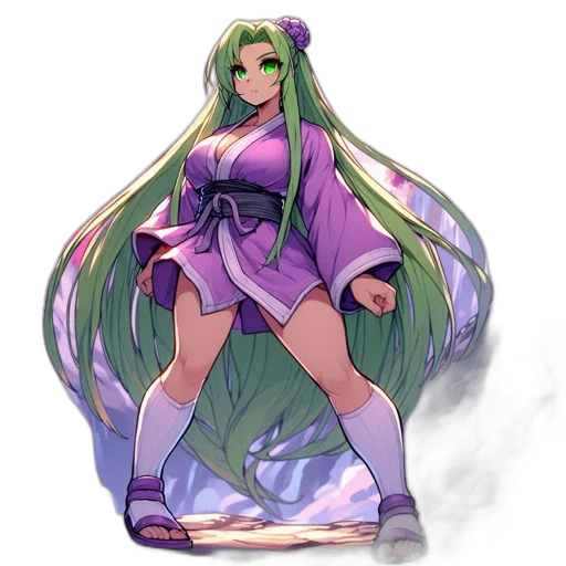 dress, staff, pixel art, concept art, fantasy art, anime, green, pastel transparent PNG cut-out
