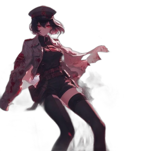 weapon, staff, jacket, hat, concept art, anime, pixel art, cyberpunk transparent PNG cut-out