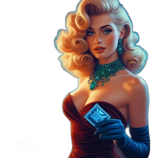 dress, jewelry, comic book art, fantasy art, concept art, photorealistic, neon lights, blue transparent PNG cut-out