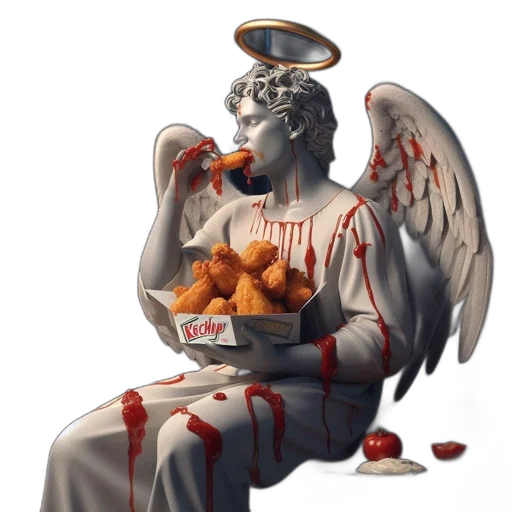 food, concept art, photorealistic, pixel art, fantasy art, angelic, sculpture, wings transparent PNG cut-out
