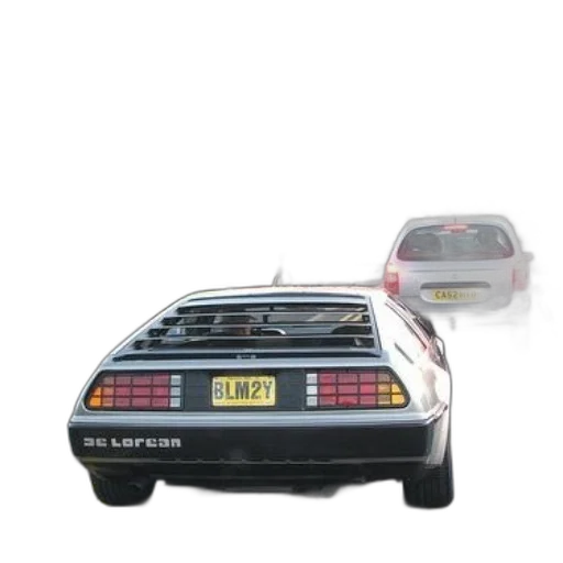 car, delorean, license, plate, blm2y, stopped, traffic, light transparent PNG cut-out