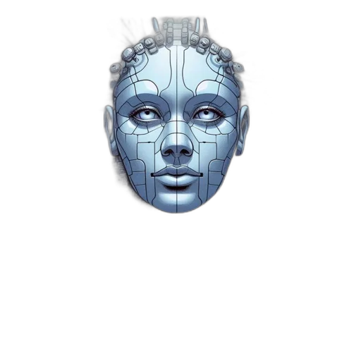 mask, face, robot, crown, vaporwave, concept art, 3d render, cyberpunk transparent PNG cut-out