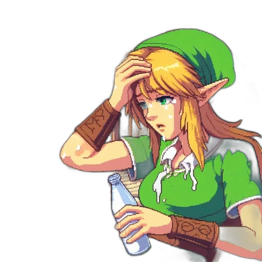 hat, bottle, dress, mask, pixel art, vaporwave, concept art, watercolor transparent PNG cut-out