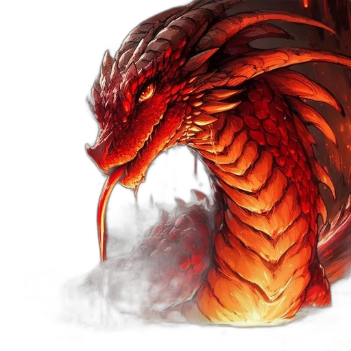 dragon, creature, fantasy art, concept art, pixel art, photorealistic, fire, red transparent PNG cut-out