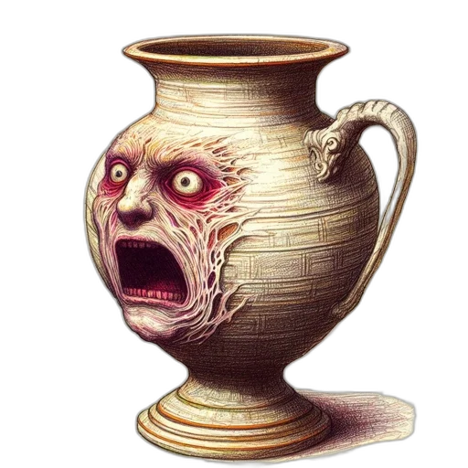 creature, face, mask, bottle, concept art, photorealistic, fantasy art, watercolor transparent PNG cut-out