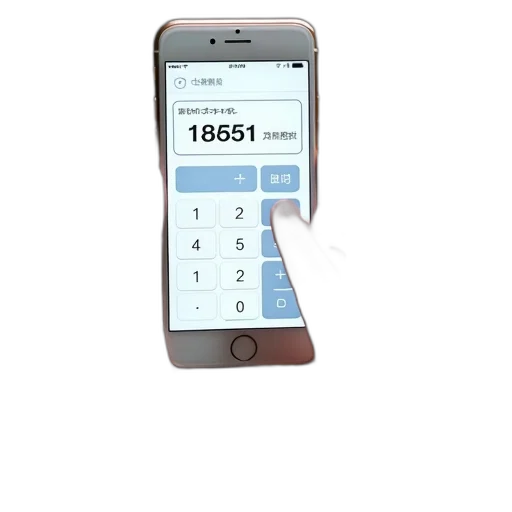 hand, pointing, smartphone, screen, displaying, calculator, app, text transparent PNG cut-out