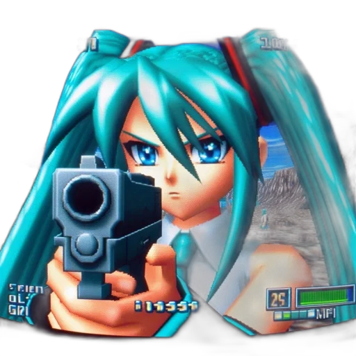 weapon, jacket, dress, umbrella, vaporwave, 3d render, concept art, anime transparent PNG cut-out