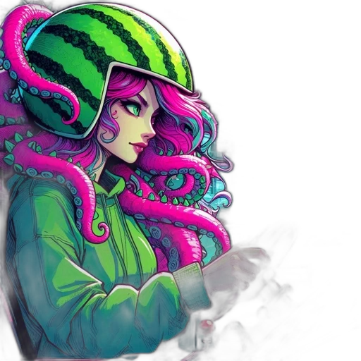 hat, creature, hair, jacket, concept art, fantasy art, pixel art, comic book art transparent PNG cut-out