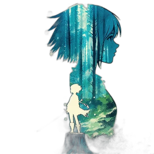 bottle, creature, dress, umbrella, concept art, watercolor, anime, pixel art transparent PNG cut-out