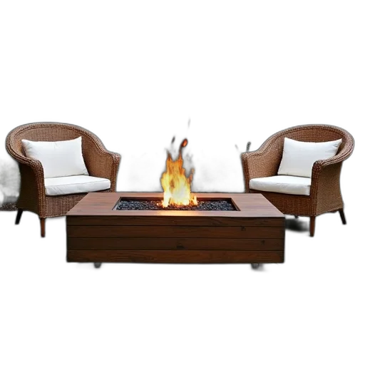 furniture, 3d render, photorealistic, concept art, fire, modern, outdoor, patio transparent PNG cut-out