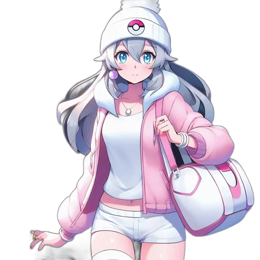 jacket, hat, dress, staff, anime, vaporwave, pixel art, concept art transparent PNG cut-out
