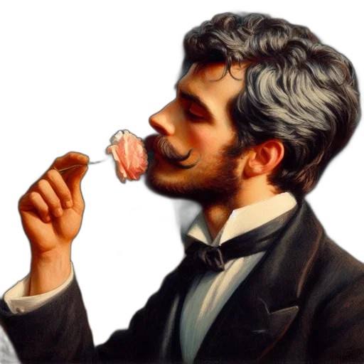face, staff, food, mask, photorealistic, oil painting, concept art, man transparent PNG cut-out