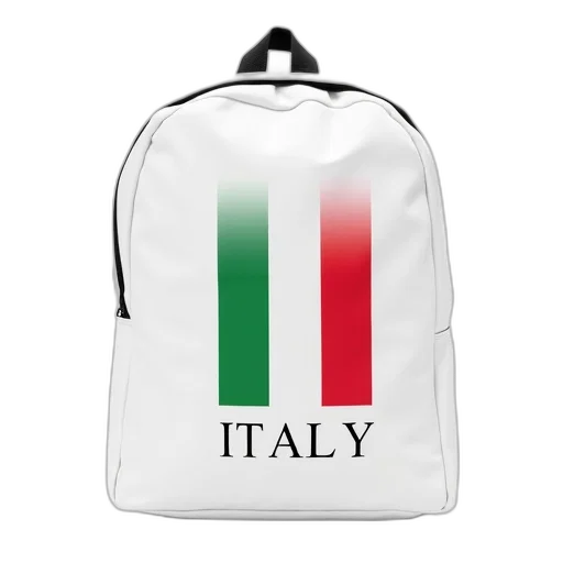 jacket, 3d render, white, backpack, graphic, italian, flag, front transparent PNG cut-out
