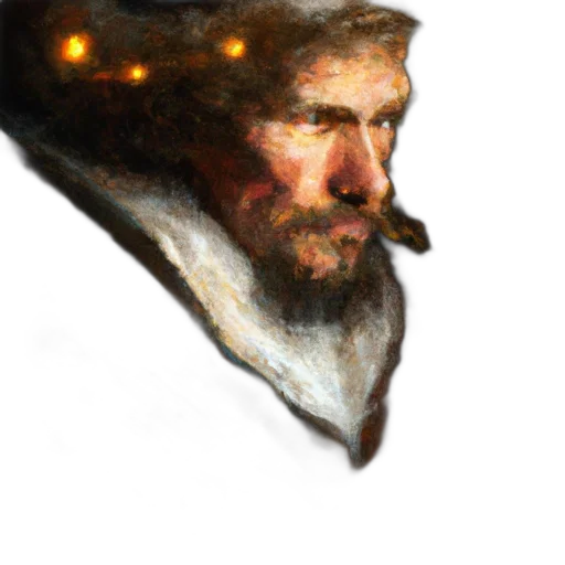 face, hat, crown, staff, concept art, photorealistic, fantasy art, oil painting transparent PNG cut-out