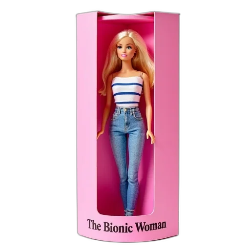 dress, cartoon, pink, white, barbie, doll, blonde, hair transparent PNG cut-out