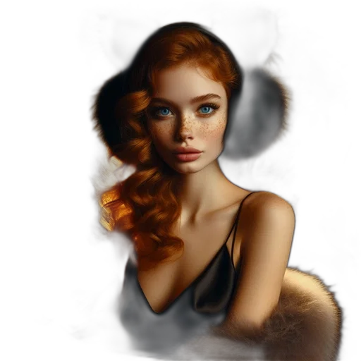 dress, face, jewelry, hair, fantasy art, photorealistic, oil painting, concept art transparent PNG cut-out