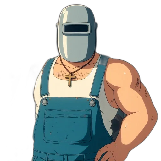 robot, mask, face, weapon, concept art, anime, pixel art, cartoon transparent PNG cut-out