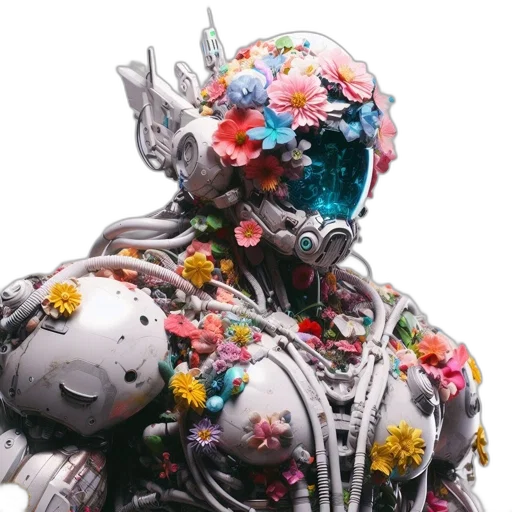 robot, mask, crown, jewelry, cyberpunk, 3d render, concept art, outer space transparent PNG cut-out