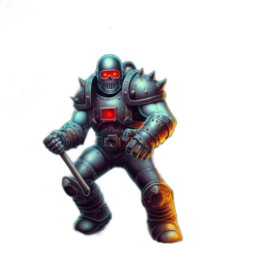 robot, weapon, staff, sword, concept art, fantasy art, comic book art, pixel art transparent PNG cut-out