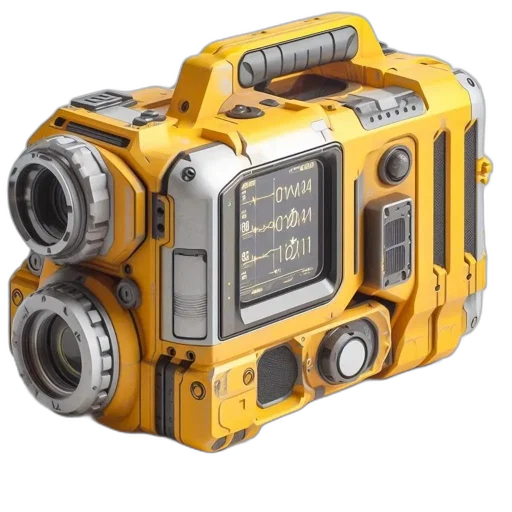 robot, weapon, animal, 3d render, concept art, photorealistic, futuristic, yellow transparent PNG cut-out