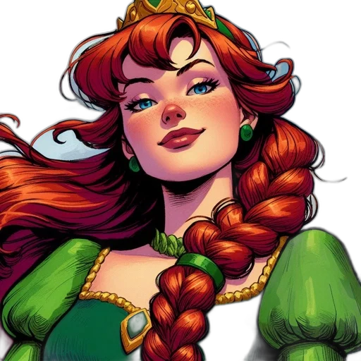 crown, comic book art, fantasy art, concept art, cartoon, green, confident, animated transparent PNG cut-out