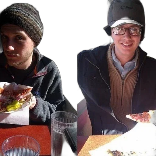 food, hat, two, men transparent PNG cut-out