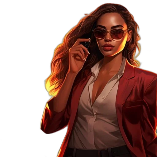 jacket, concept art, comic book art, cartoon, photorealistic, red, woman, blazer transparent PNG cut-out