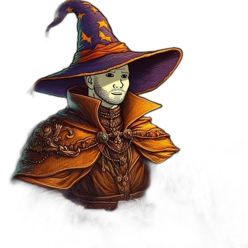 hat, staff, mask, face, concept art, fantasy art, pixel art, watercolor transparent PNG cut-out