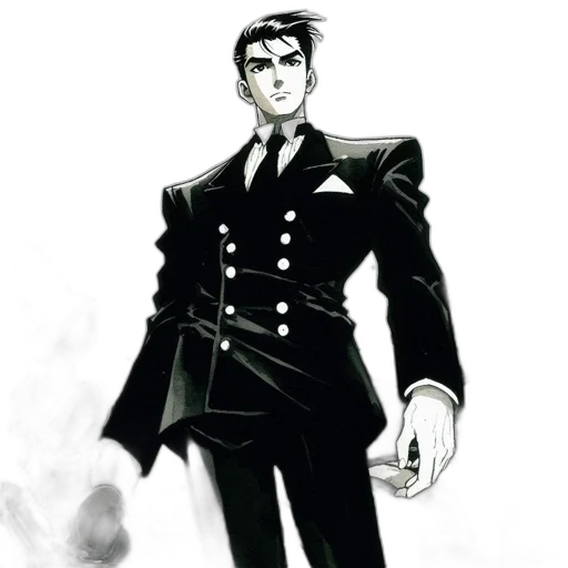 staff, jacket, comic book art, concept art, cartoon, fantasy art, monochrome, dark transparent PNG cut-out