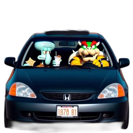 car, hat, concept art, 3d render, vaporwave, pixel art, fire, two transparent PNG cut-out