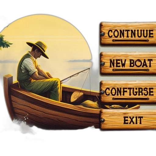 concept art, fantasy art, pixel art, 3d render, old-fashioned, scene, shows, fisherman transparent PNG cut-out