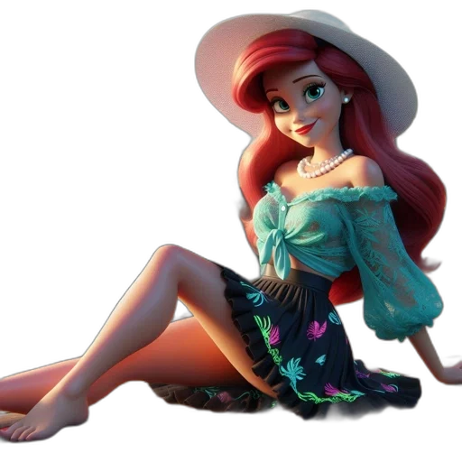 dress, hat, crown, 3d render, concept art, cartoon, fantasy art, underwater transparent PNG cut-out