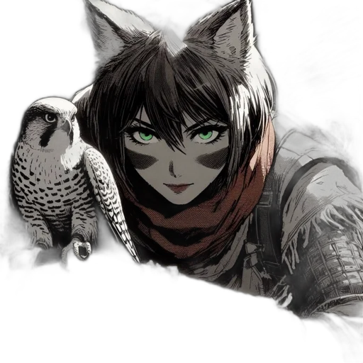mask, animal, staff, creature, fantasy art, anime, concept art, watercolor transparent PNG cut-out