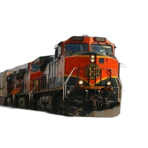 photorealistic, 3d render, red, train, number, 1057, traveling, down transparent PNG cut-out