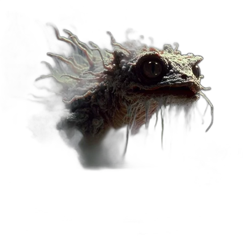 dragon, creature, hair, mask, concept art, photorealistic, fantasy art, 3d render transparent PNG cut-out